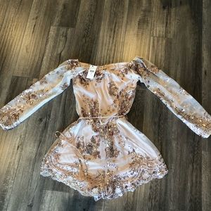 Fashion Nova Rose Gold Sequin Romper size S